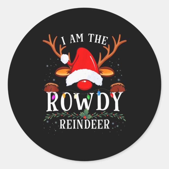 Pegatina Redonda 99 Christmas Reindeer Costume Party - I Am The Row (Anverso)