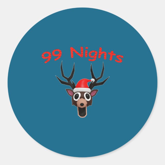Pegatina Redonda 99 Nights Christmas Deer Gamer Fan Merch  (Anverso)