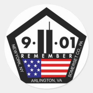 Pegatina Redonda 9-11 10ma conmemoración del aniversario
