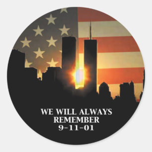 Pegatina Redonda 9-11 recordar - Nunca olvidaremos