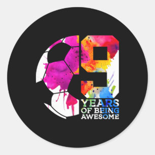 Pegatina Redonda 9 años de ser increíble fútbol 9 cumpleaños _2
