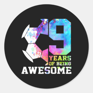 Pegatina Redonda 9 años siendo increíble fútbol 9 cumpleaños