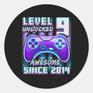 Pegatina Redonda 9 Desbloqueados Impresionante videojuego 2014 Nove