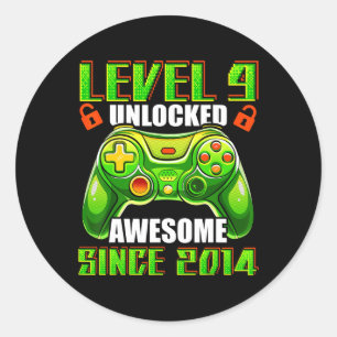 Pegatina Redonda 9 Desbloqueados Impresionante videojuego 2014 Nove