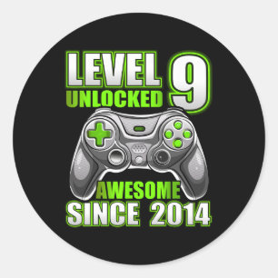 Pegatina Redonda 9 Desbloqueados Impresionante videojuego 2014 Nove