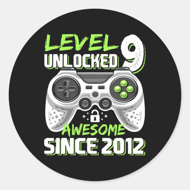 Pegatina Redonda 9 Desbloqueados Impresionantes Videojuegos 2012 No (Anverso)