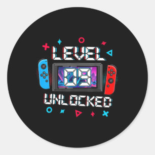 Pegatina Redonda 9 Jugador desbloqueado 9º cumpleaños Regalo Videoj