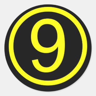 Pegatina Redonda 9 - número nueve