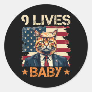 Pegatina Redonda 9 vidas Bebé Trump 2024 ganó la victoria de Trump