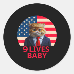 Pegatina Redonda 9 vidas Gato bebé Trump 2024 Ganador de la victori
