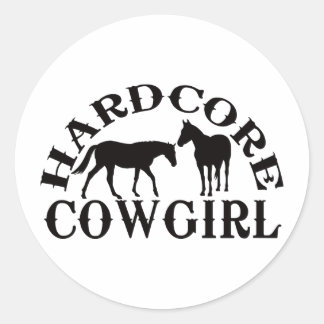 Pegatina Redonda A262 hardcore cowgirl negro