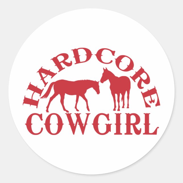 Pegatina Redonda A262 hardcore cowgirl red (Anverso)