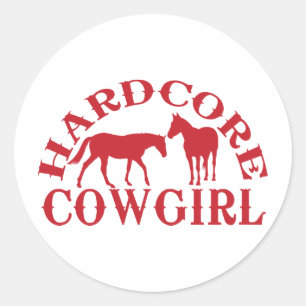Pegatina Redonda A262 hardcore cowgirl red