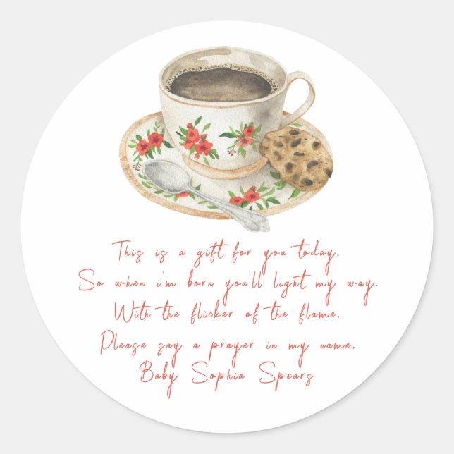 Pegatina Redonda A baby is brewing baby - Prayer candle label (Anverso)