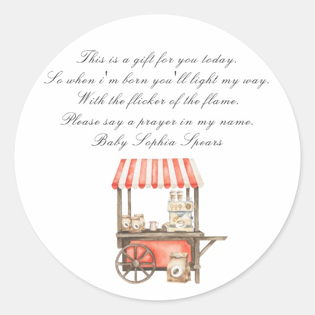 Pegatina Redonda A baby is brewing baby - Prayer candle label (Anverso)