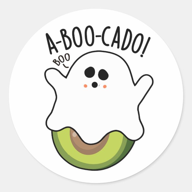 Pegatina Redonda A-boo-cado Funny Aguacate Pun (Anverso)