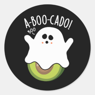Pegatina Redonda A-boo-cado Funny Aguacate Pun Dark BG