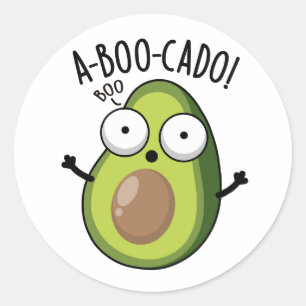 Pegatina Redonda A-boo-cado Funny Aguacate Scare Puns
