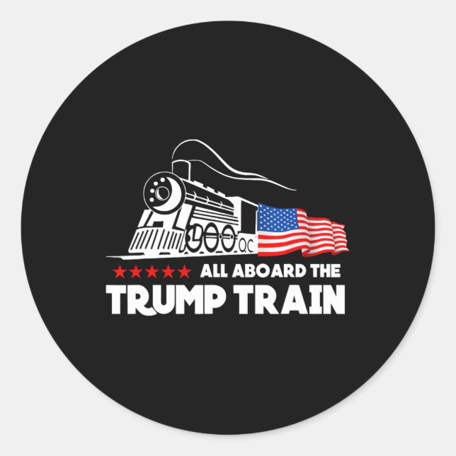 Pegatina Redonda A bordo del tren de Trump 2024 (Anverso)