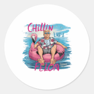 Pegatina Redonda A Chillin Le Gusta Un Divertido Trump Para Preside
