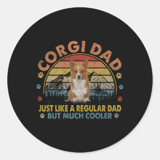 Pegatina Redonda A Corgi Dad Le Gusta Un Papá Regular Pero Er
