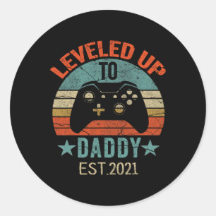 Pegatina Redonda A Daddy Est 2021 Tee Vintage Men Levantado Hasta D