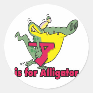 Pegatina Redonda A es para Alligator tonto personalizado de letras 