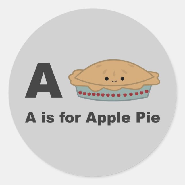 Pegatina Redonda A es para Apple Pie (Anverso)
