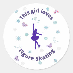 Pegatina Redonda A este Chica le encanta el patinaje artístico