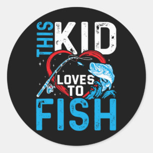 Pegatina Redonda A Este Niño Le Encanta Pescar Niños