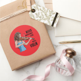 Pegatina Redonda A Girl with a Violin Sticker