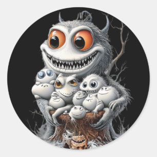 Pegatina Redonda A Halloween sticker. Monsters are waiting for you!