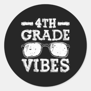 Pegatina Redonda A la escuela de 4° grado Vibes 1