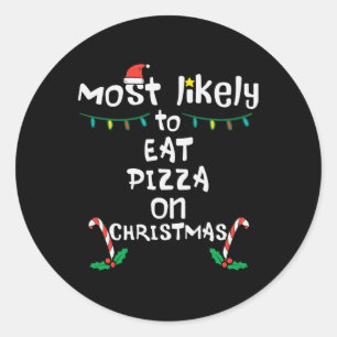 Pegatina Redonda A La Mayoría Les Gusta Comer Navidades De Pizza Xm