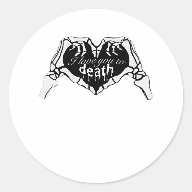 Pegatina Redonda A la muerte - Corazón de mano esqueleto (Anverso)