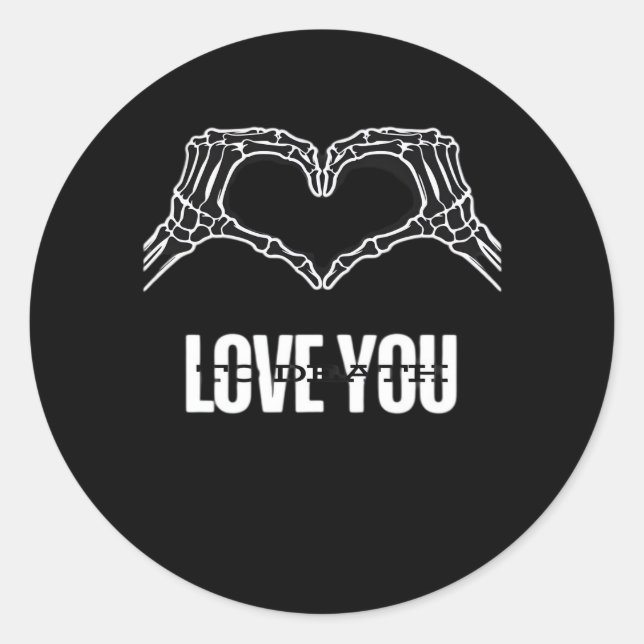 Pegatina Redonda A la muerte - Skeleton Heart Hands Classic (Anverso)