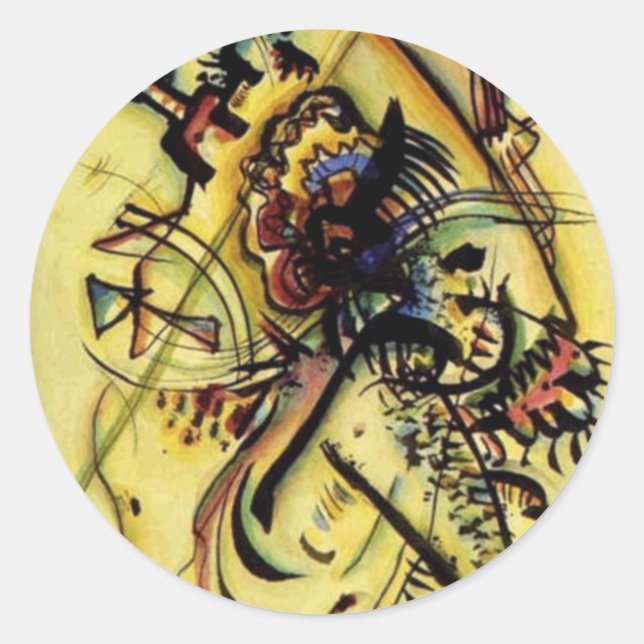 Pegatina Redonda A la voz desconocida de Kandinsky (Anverso)