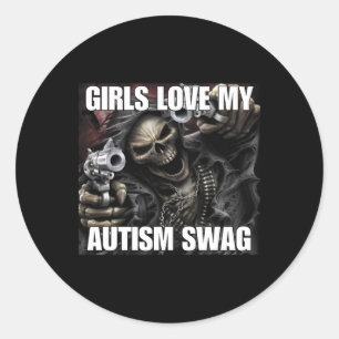 Pegatina Redonda A las chicas les encanta mi estilo de autismo dive