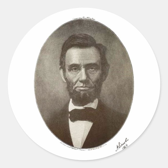 Pegatina Redonda a lincoln 1864 firma retrato oval 2000 sv (Anverso)