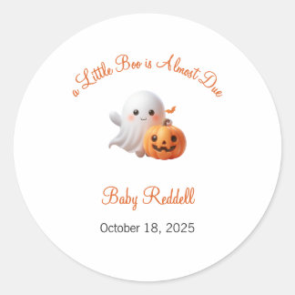 Pegatina Redonda A Little Boo is Almost Due Label, Halloween
