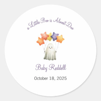 Pegatina Redonda A Little Boo is Almost Due Label, Halloween