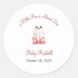 Pegatina Redonda A Little Boo is Almost Due Label, Halloween