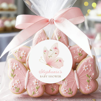 Pegatina Redonda A Little Butterfly Baby Shower Round Stickers