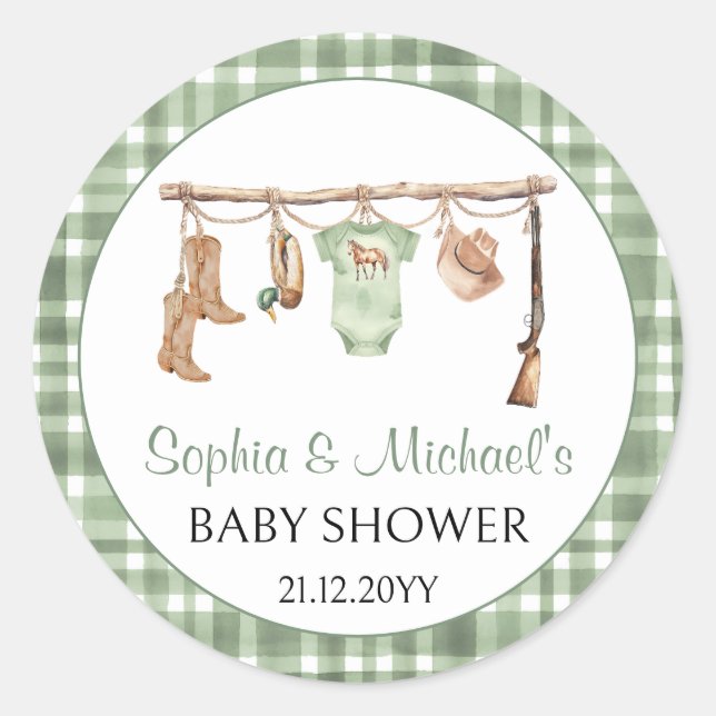 Pegatina Redonda A little hunter baby shower cupcake topper (Anverso)