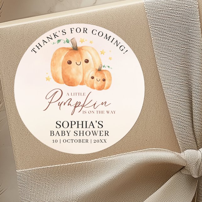 Pegatina Redonda "A Little Pumpkin" Baby Shower – Fall Theme (Subido por el creador)