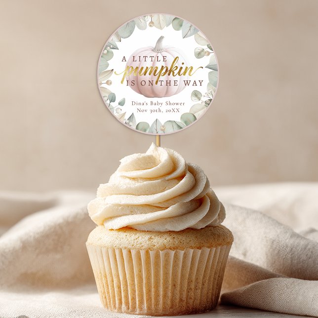 Pegatina Redonda A Little Pumpkin Blush Fall Baby Shower Favor Stic (Baby Shower Favor Sticker)