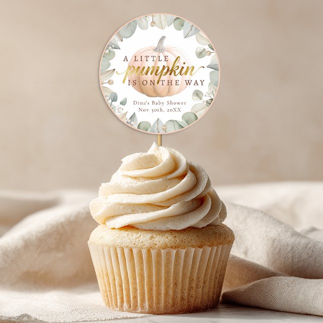 Pegatina Redonda A Little Pumpkin Fall Baby Shower Favor Sticker (Baby Shower Sticker Favor)