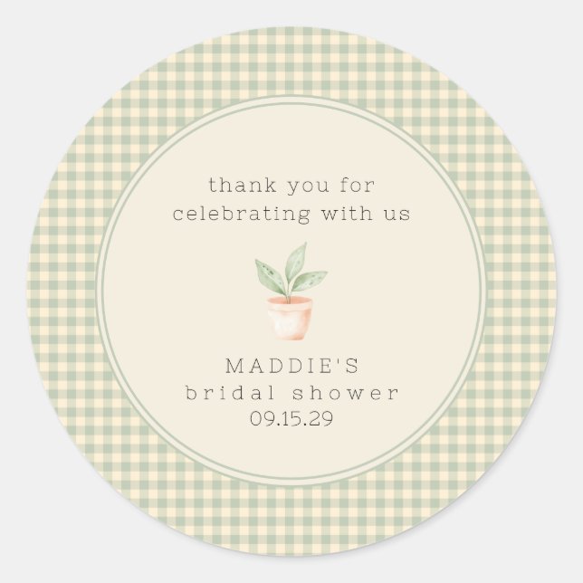 Pegatina Redonda A Little Sprout is on the Way Baby Shower  (Anverso)