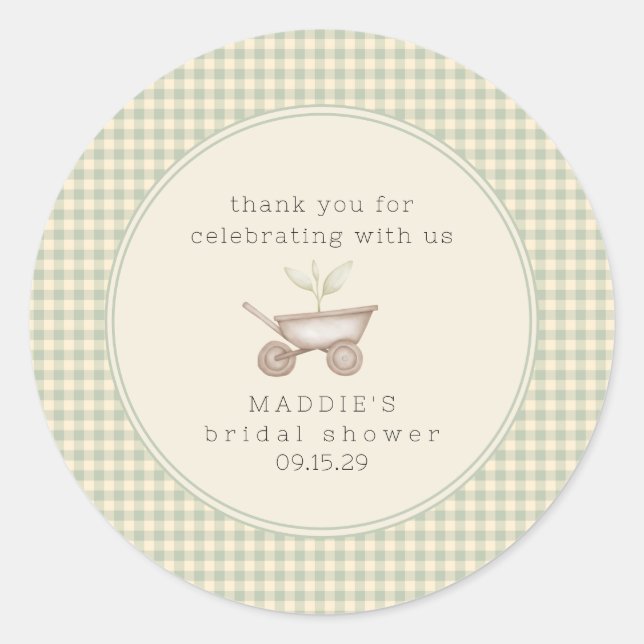 Pegatina Redonda A Little Sprout is on the Way Baby Shower  (Anverso)