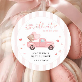 Pegatina Redonda A Little Sweetheart Bear Valentine Baby Shower